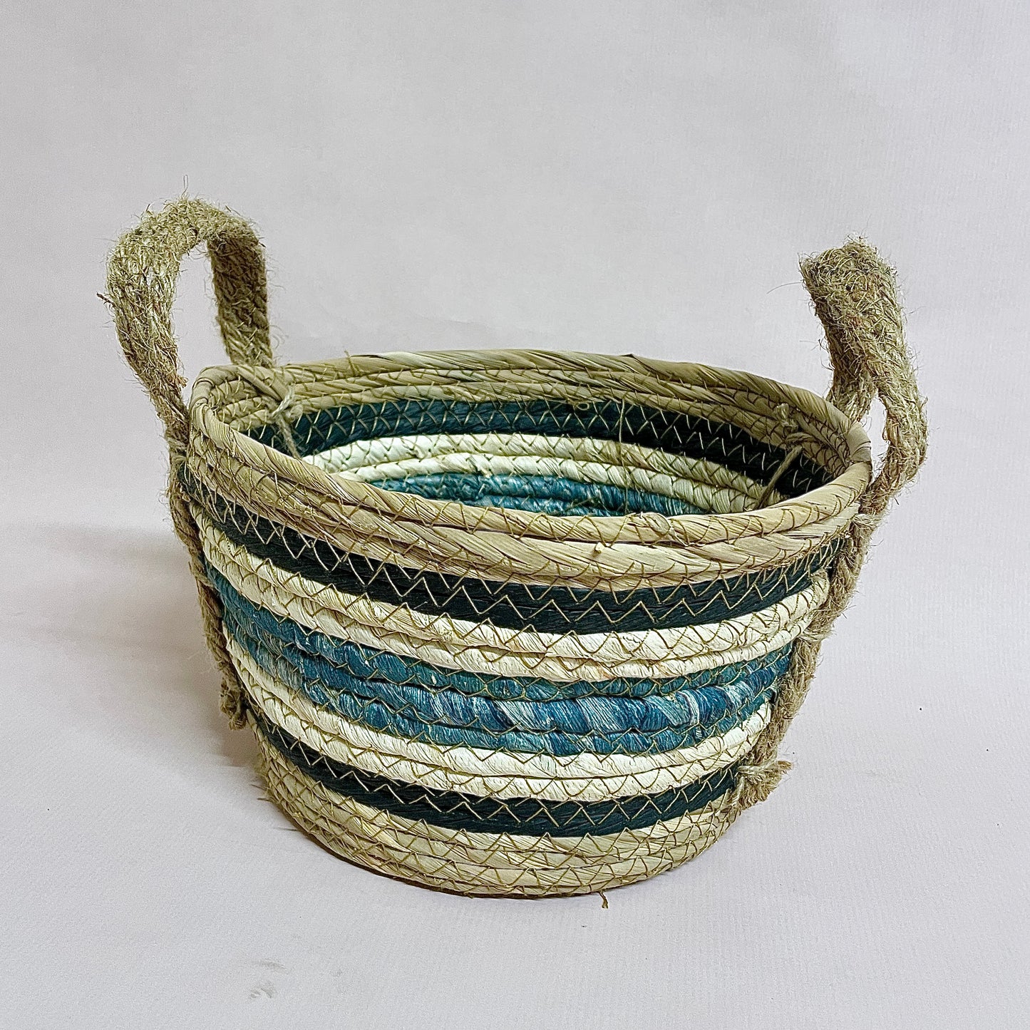 Blue Stripe Seagrass basket