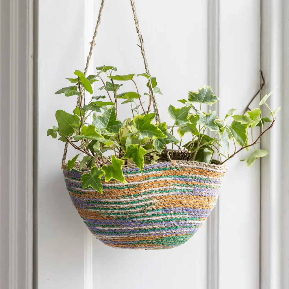 Seagrass and Cotton Hanging Basket Multicoloured