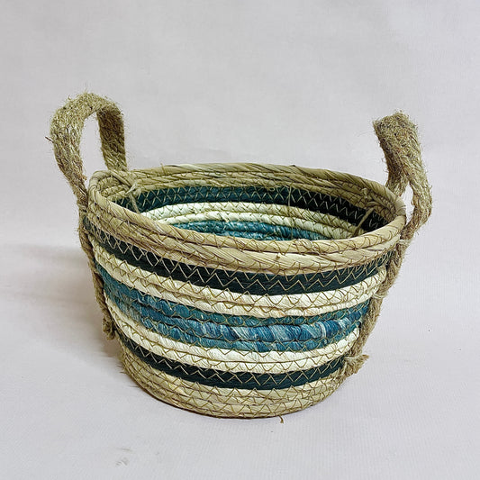 Blue Stripe Seagrass basket