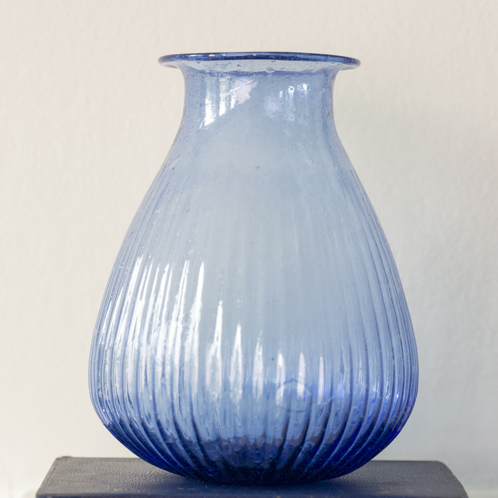 Ravi Vase Recycled Glass Blue