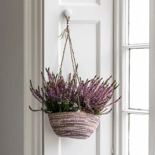 Seagrass and Cotton Hanging Basket Lilac