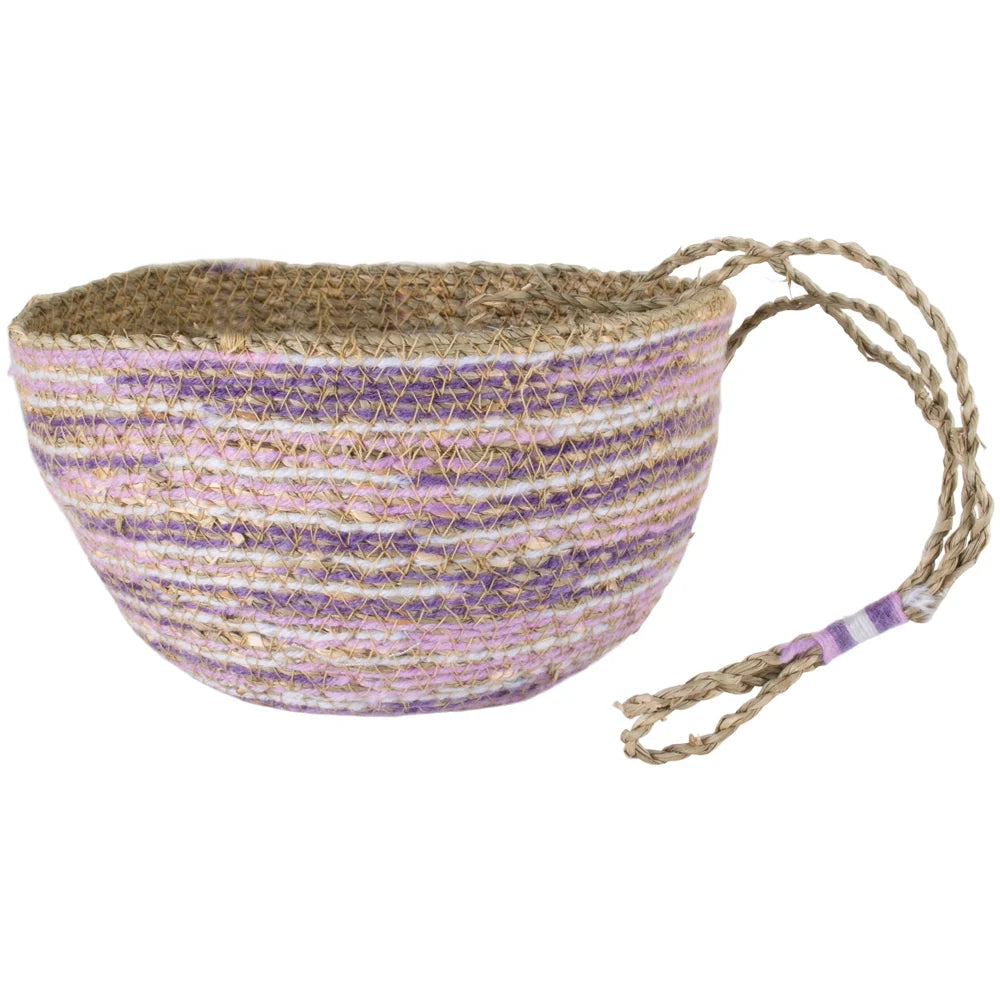 Seagrass and Cotton Hanging Basket Lilac