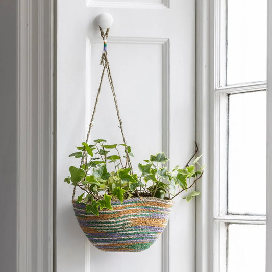 Seagrass and Cotton Hanging Basket Multicoloured