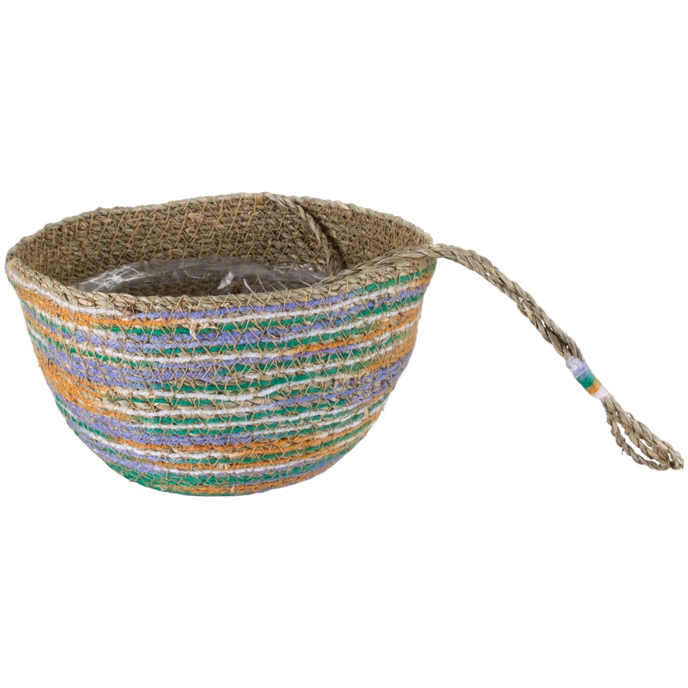 Seagrass and Cotton Hanging Basket Multicoloured